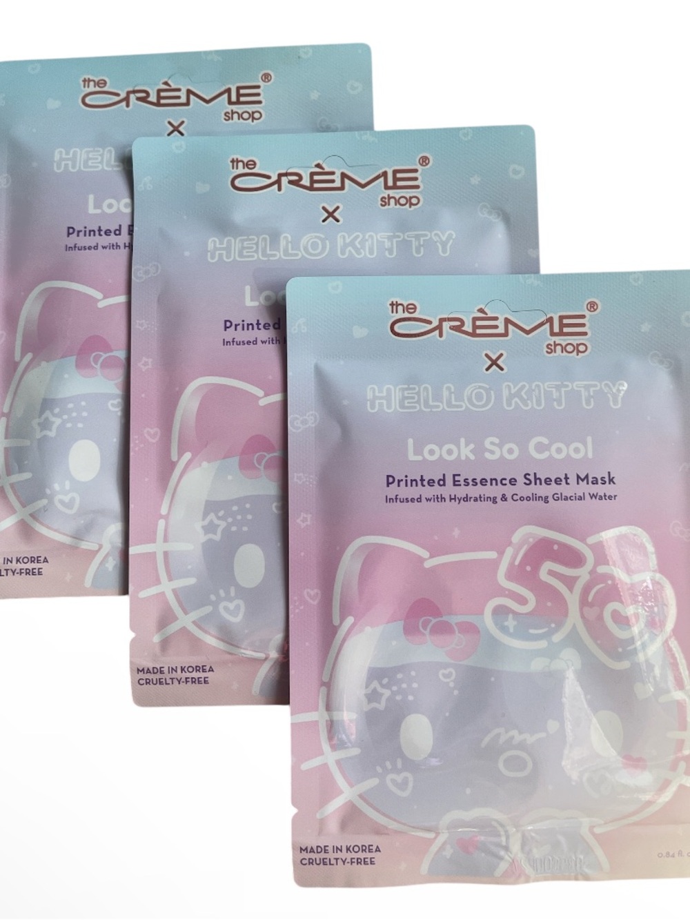 New Crème Shop Essence Sheet Mask with Cooling & Glacial Water- set of 3